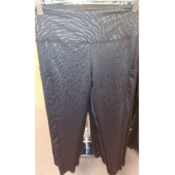 CM Fashion Womens Zebra Patterned Leggings, with pockets- Black - Picture 5 of 9